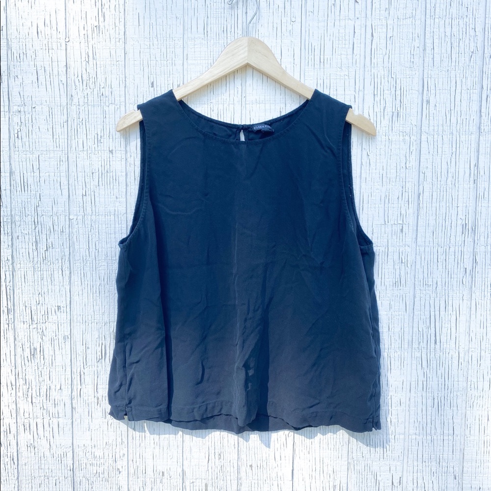Eileen Fisher Black 100% Silk Top